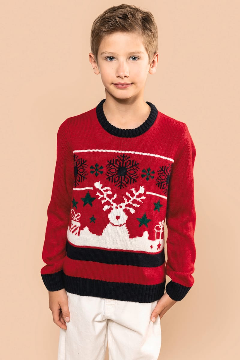 Kariban Pullover Col Rond De Noël Enfant