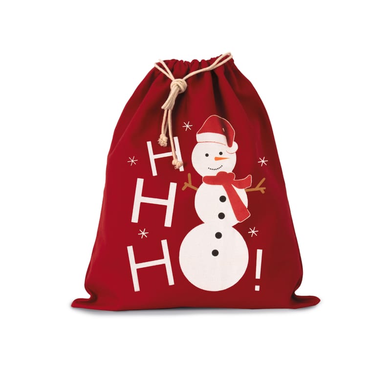 kariban Sac coton à cordon motif bonhomme de neige
