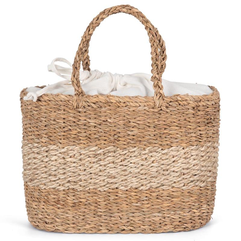 kariban Sac panier en jute et jonc de mer