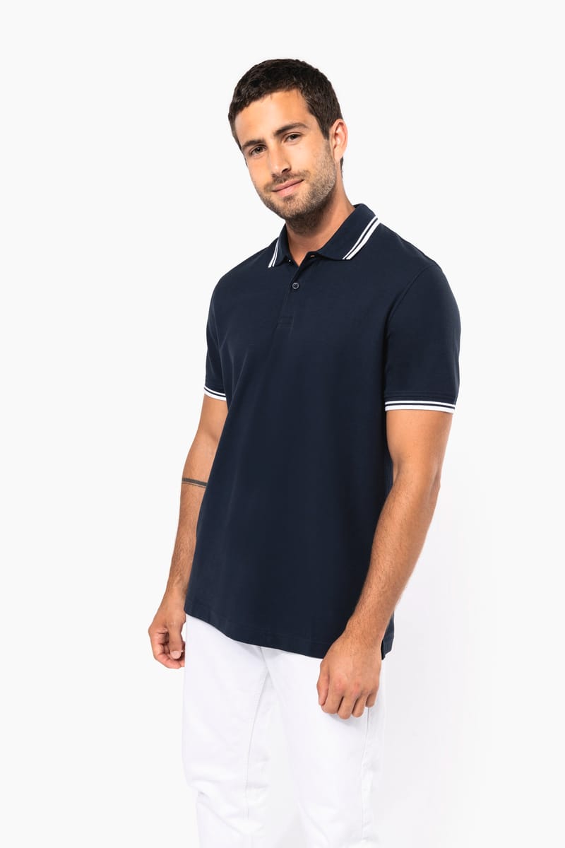 Kariban Polo Homme Manches Courtes à Liserés Contrastés