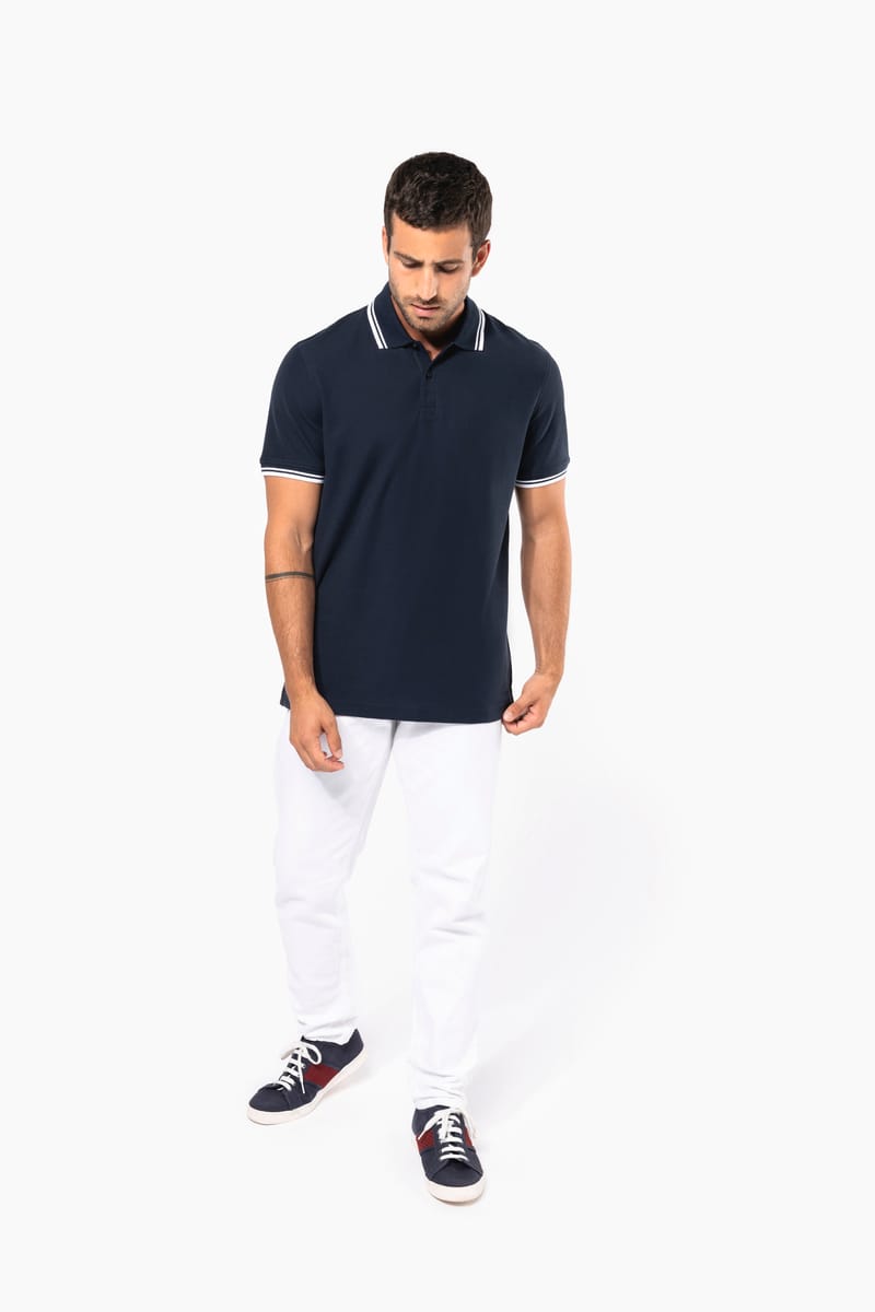 Kariban Polo Homme Manches Courtes à Liserés Contrastés