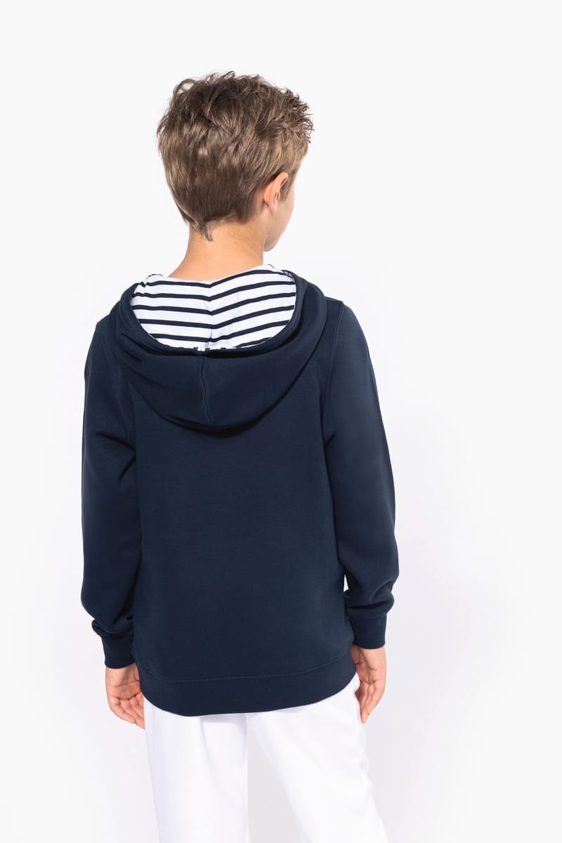 Kariban Sweat-shirt à Capuche Contrastée à Motifs Enfant Unisexe