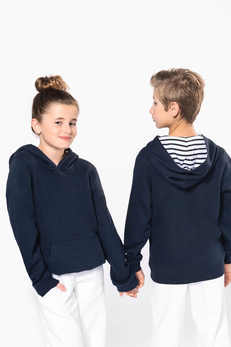 kariban Sweat-shirt à capuche contrastée à motifs enfant unisexe