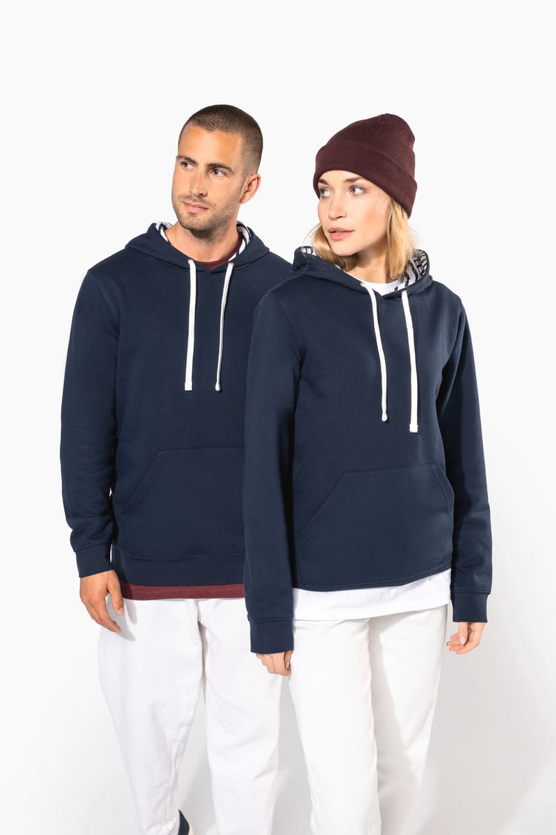 kariban Sweat-shirt à capuche contrastée à motifs unisexe