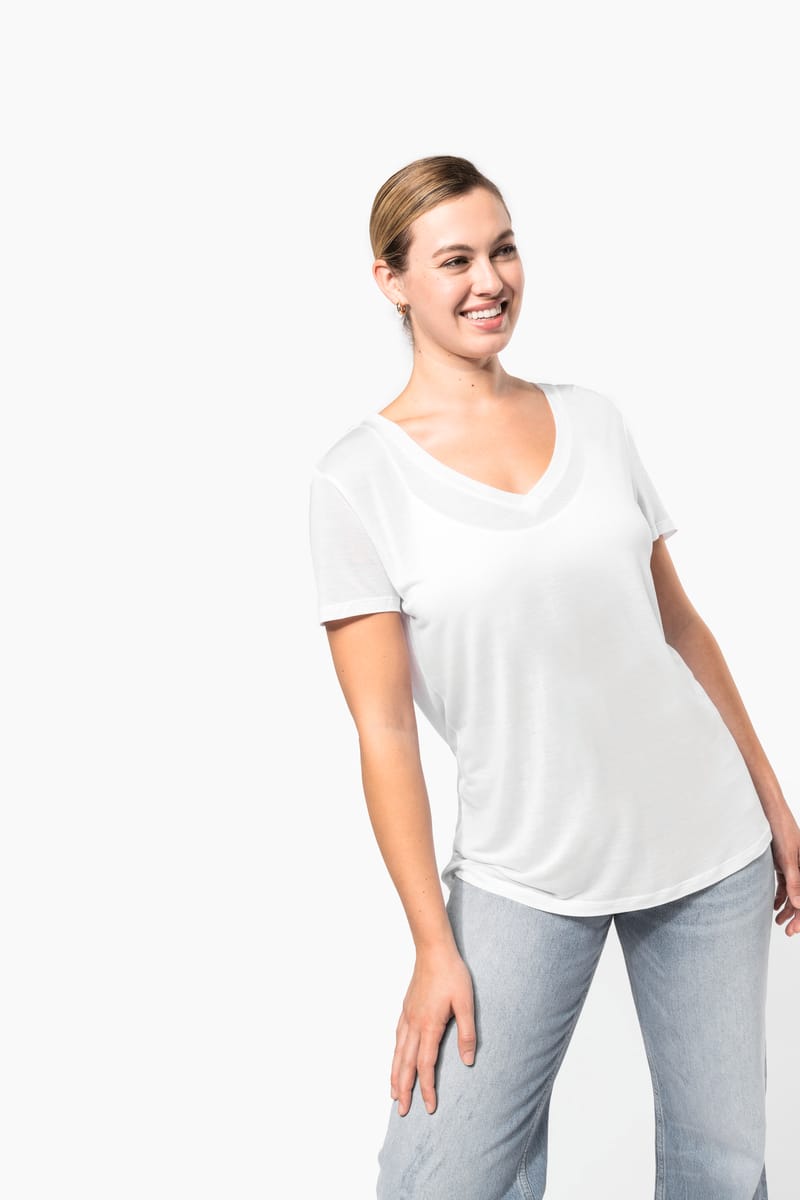 Kariban T-shirt Lyocell TENCEL™ Col V Manches Courtes Femme