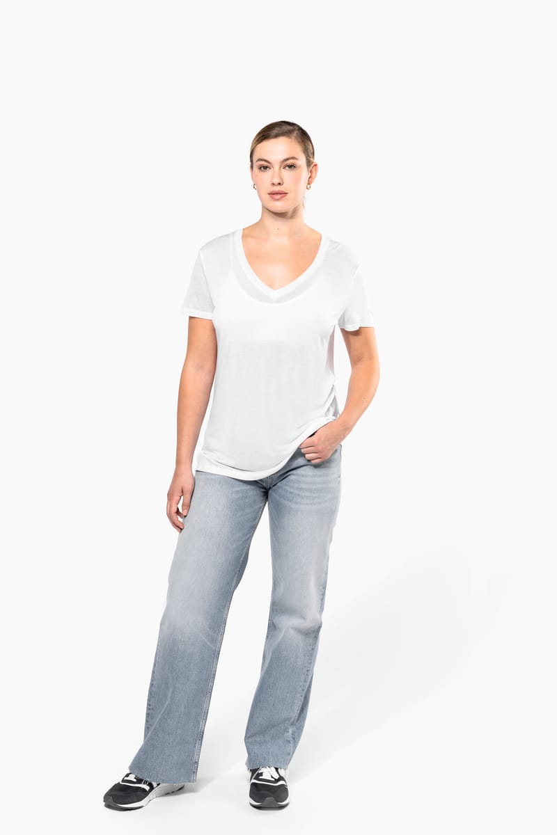 Kariban T-shirt Lyocell TENCEL™ Col V Manches Courtes Femme