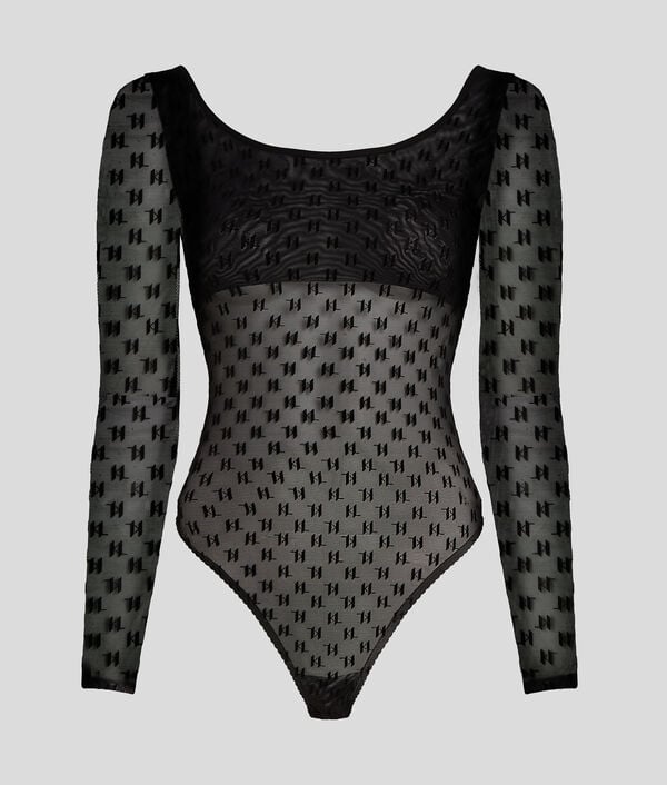 Karl Lagerfeld BODY EN MESH À MANCHES LONGUES KL MONOGRAM