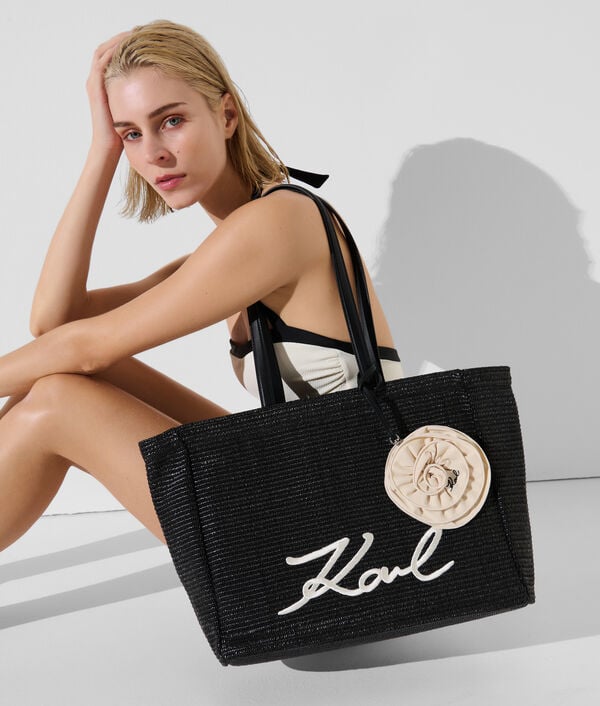 Karl Lagerfeld CABAS DE PLAGE FLORAL EN RAPHIA K/SIGNATURE
