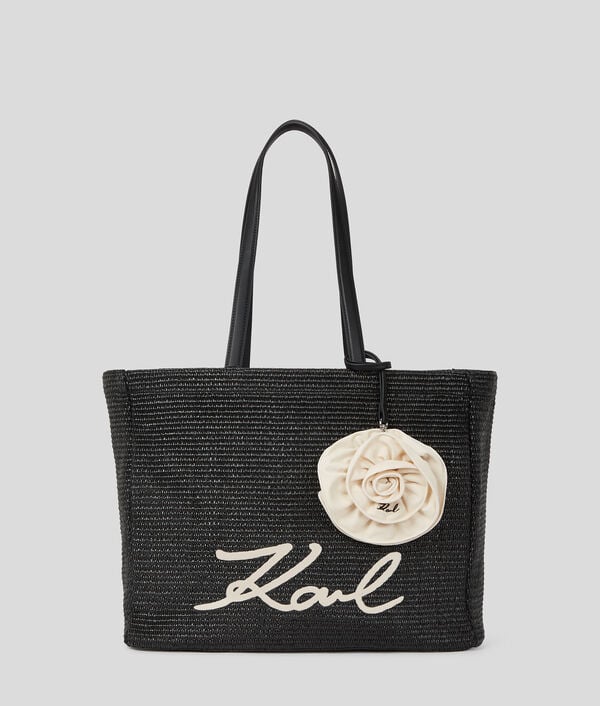 karl lagerfeld CABAS DE PLAGE FLORAL EN RAPHIA K/SIGNATURE