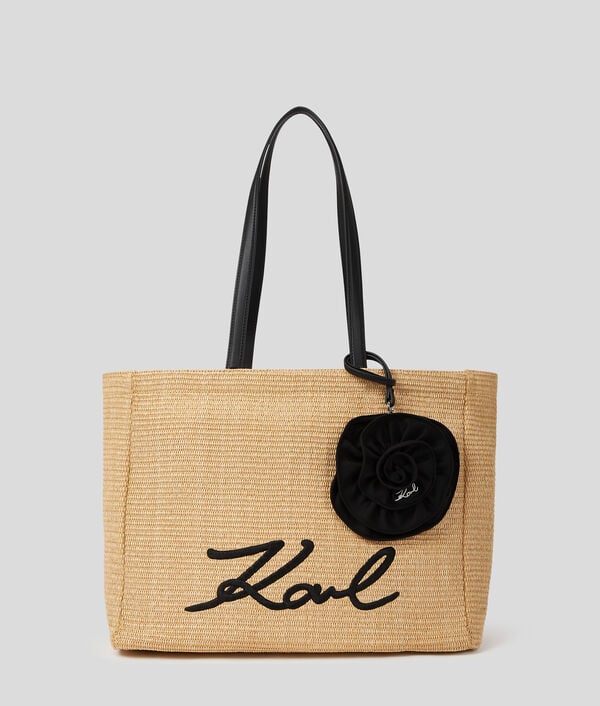 karl lagerfeld CABAS DE PLAGE FLORAL EN RAPHIA K/SIGNATURE