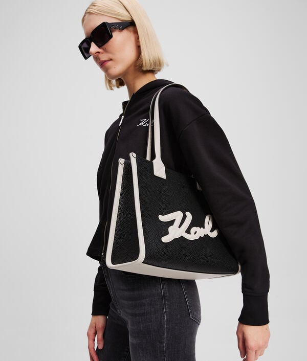 Karl Lagerfeld CABAS DE TAILLE MOYENNE EN CUIR GRAINÉ K/SKUARE