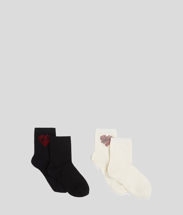 Karl Lagerfeld CHAUSSETTES À STRASS K/HEART – LOT DE 2