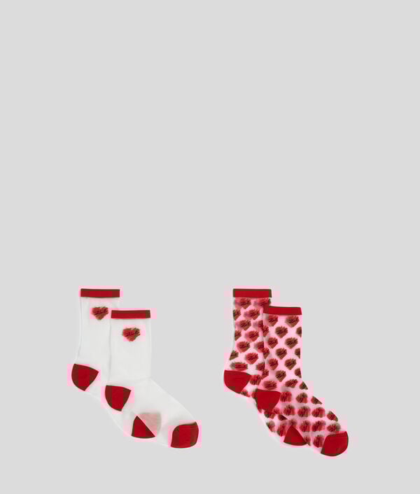 Karl Lagerfeld CHAUSSETTES EN MESH K/HEART – LOT DE 2