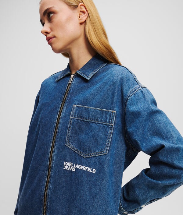 Karl Lagerfeld CHEMISE EN DENIM AVEC FERMETURE ZIPPÉE SUR LE DEVANT