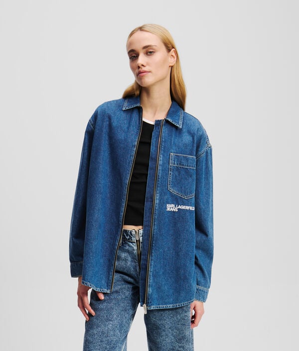 karl lagerfeld CHEMISE EN DENIM AVEC FERMETURE ZIPPÉE SUR LE DEVANT