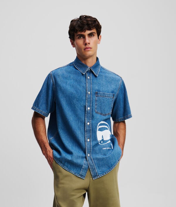 karl lagerfeld CHEMISE EN JEAN À MANCHES COURTES IKON