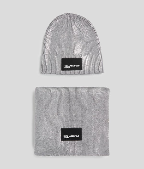 karl lagerfeld COFFRET-CADEAU BONNET ET ÉCHARPE MÉTALLISÉS