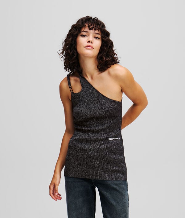 karl lagerfeld HAUT ASYMÉTRIQUE À ÉPAULE DÉNUDÉE EFFET MÉTALLISÉ