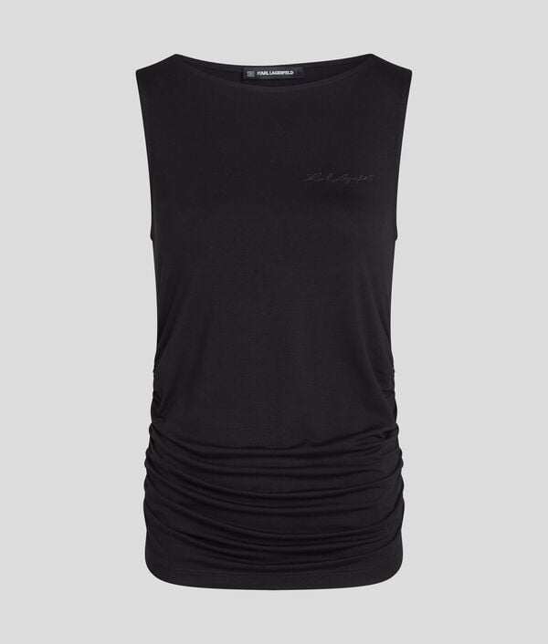 karl lagerfeld HAUT FRONCÉ À COL BATEAU KARL SIGNATURE
