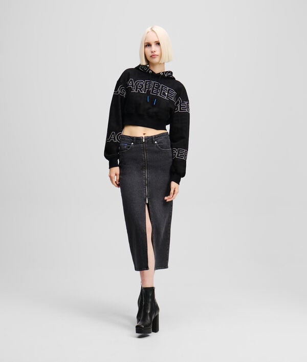 karl lagerfeld JUPE MIDI EN DENIM À FERMETURE FRONTALE ZIPPÉE
