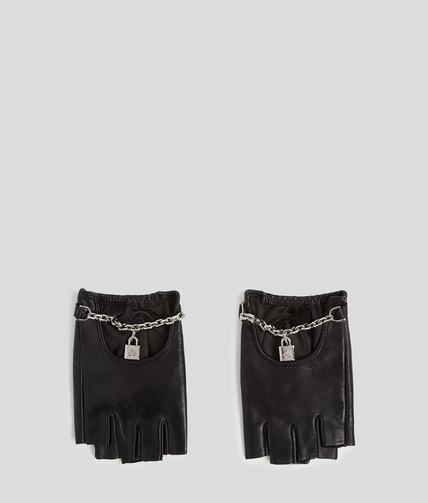 karl lagerfeld K/AUTOGRAPH PADLOCK FINGERLESS GLOVES