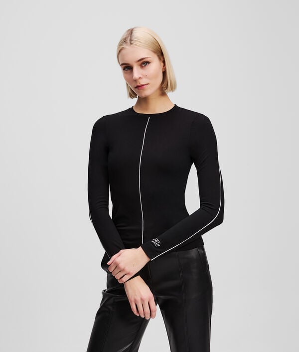 karl lagerfeld CONTRAST PIPING LONG-SLEEVED TOP