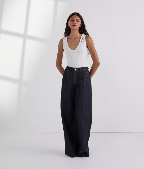 karl lagerfeld CONTRAST STITCH WIDE-LEG JEANS