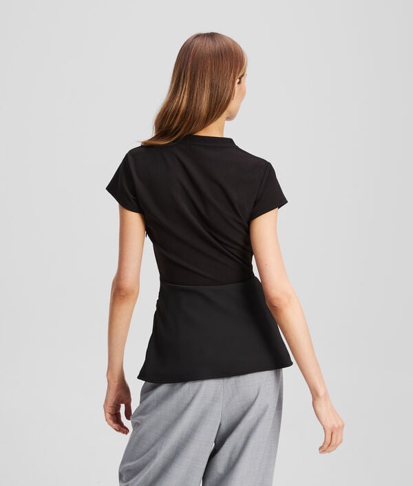 Karl Lagerfeld FABRIC MIX V-NECK TOP