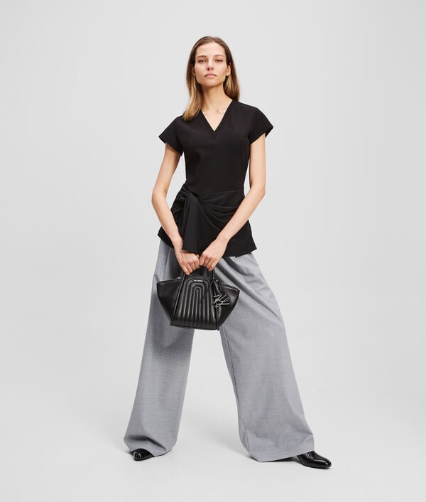 Karl Lagerfeld FABRIC MIX V-NECK TOP