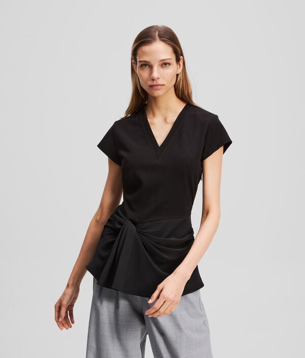 karl lagerfeld FABRIC MIX V-NECK TOP