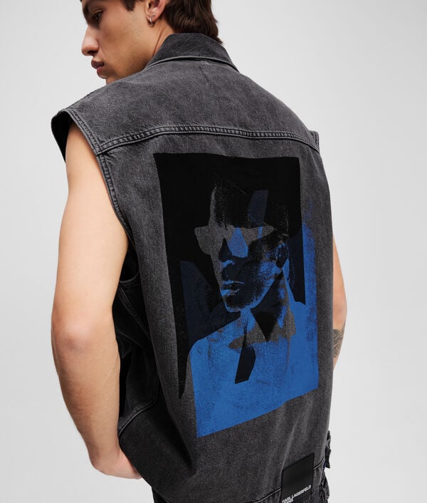 karl lagerfeld GILET EN JEAN IMPRIMÉ KARL