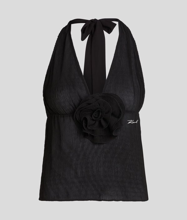 Karl Lagerfeld HAUT FLORAL À COL MONTANT PLISSÉ