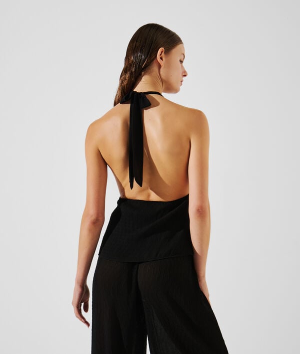 Karl Lagerfeld HAUT FLORAL À COL MONTANT PLISSÉ