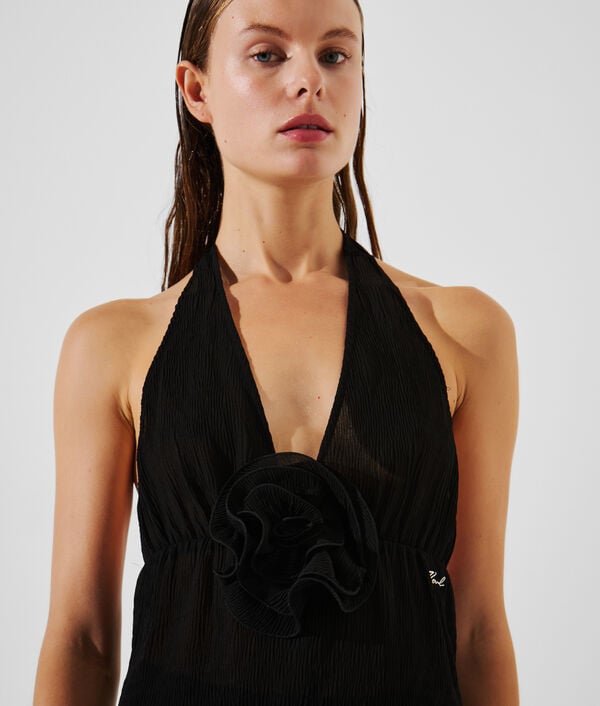 Karl Lagerfeld HAUT FLORAL À COL MONTANT PLISSÉ