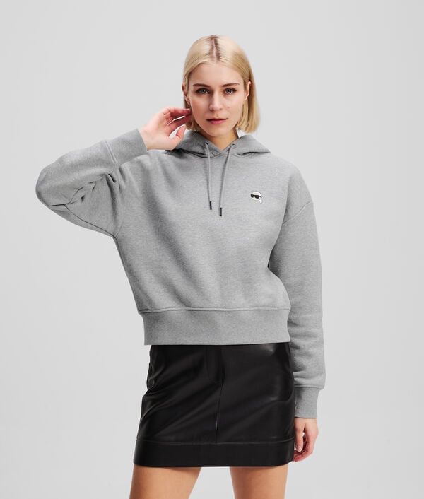 karl lagerfeld IKON PATCH CROPPED HOODIE