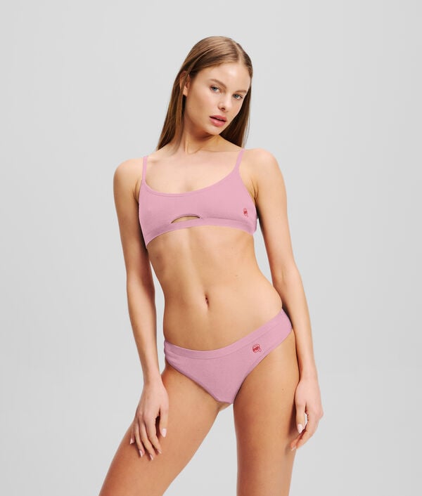 karl lagerfeld IKON RIBBED PEEPHOLE BRALETTE