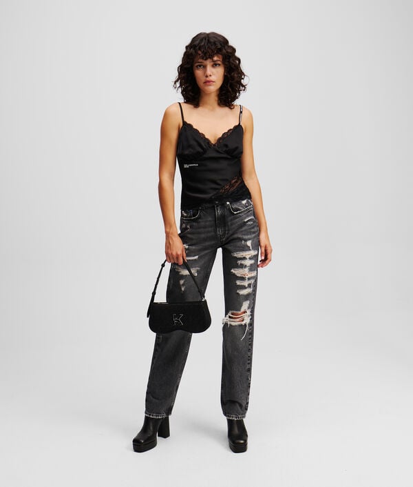 Karl Lagerfeld JEAN DROIT TAILLE HAUTE DÉCHIRÉ