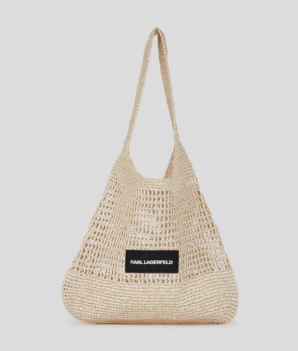 karl lagerfeld KARL LOGO CROCHET BEACH BAG