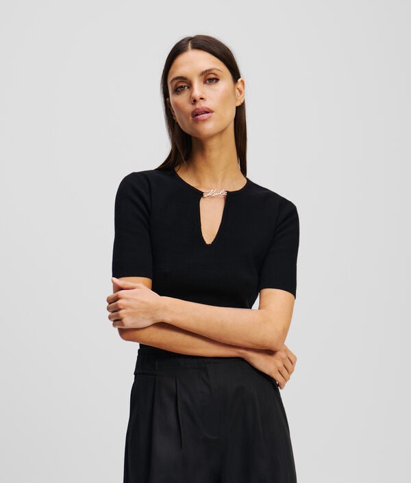 karl lagerfeld KARL SIGNATURE breloque KNIT TOP