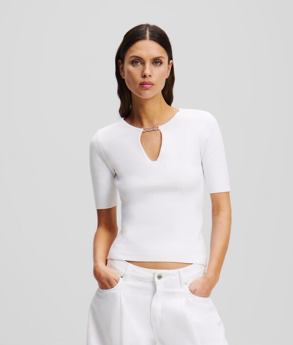 karl lagerfeld KARL SIGNATURE breloque KNIT TOP