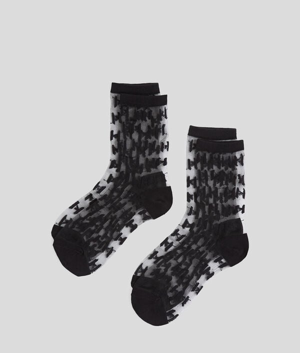 karl lagerfeld KL MONOGRAM MESH SOCKS – 2-PACK
