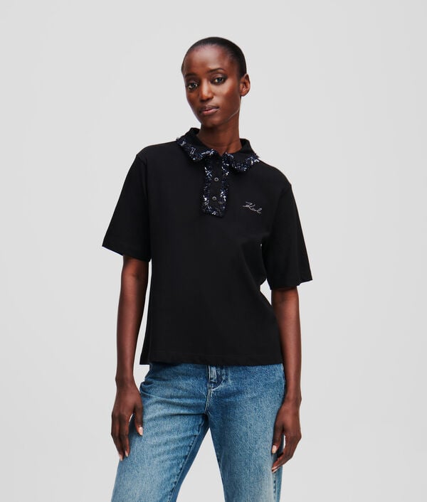 karl lagerfeld POLO EN BOUCLÉ