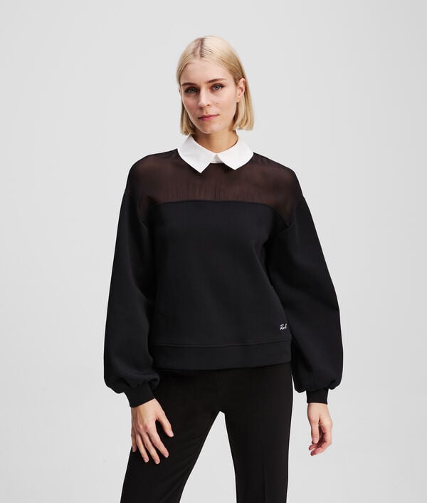 karl lagerfeld POPLIN COLLAR SWEATSHIRT