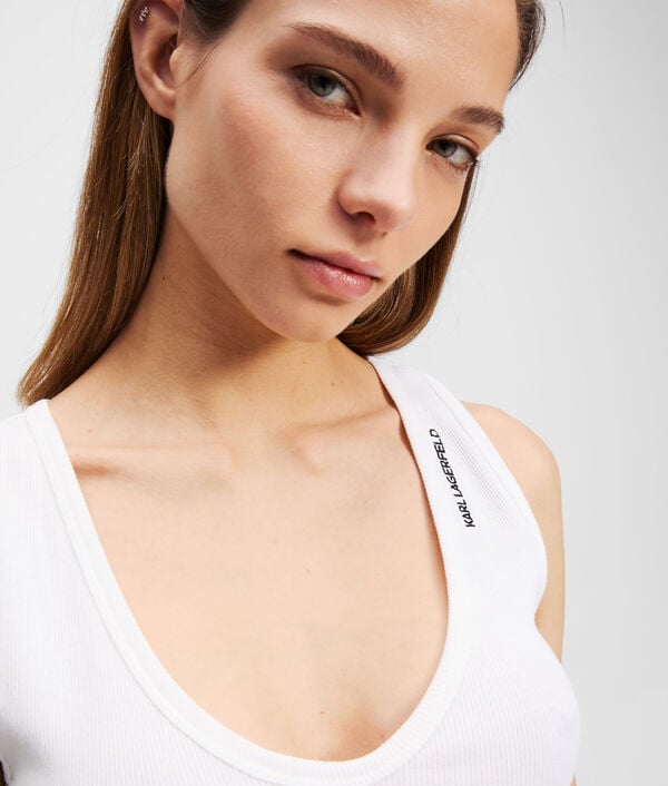 Karl Lagerfeld RIBBED V-NECK TANK TOP