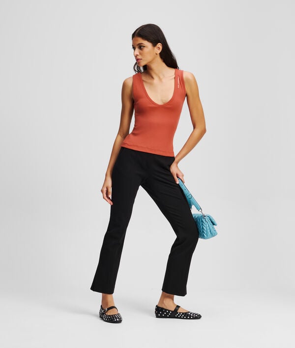Karl Lagerfeld RIBBED V-NECK TANK TOP