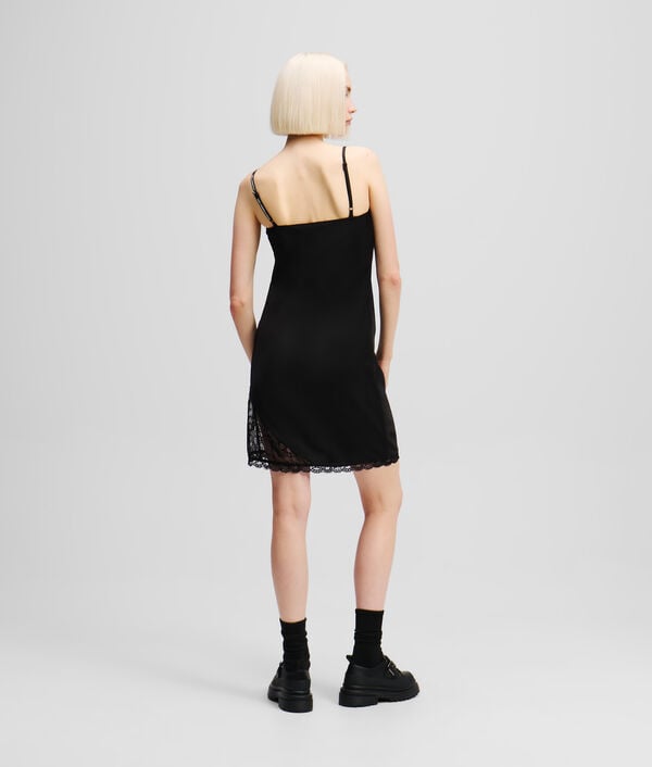 Karl Lagerfeld ROBE NUISETTE EN SATIN ET DENTELLE