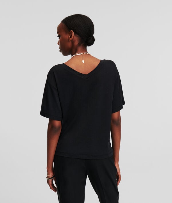 Karl Lagerfeld T-SHIRT À COL EN V KARL SIGNATURE