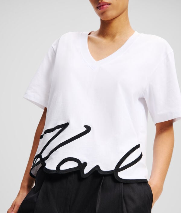 Karl Lagerfeld T-SHIRT COL EN V KARL SIGNATURE