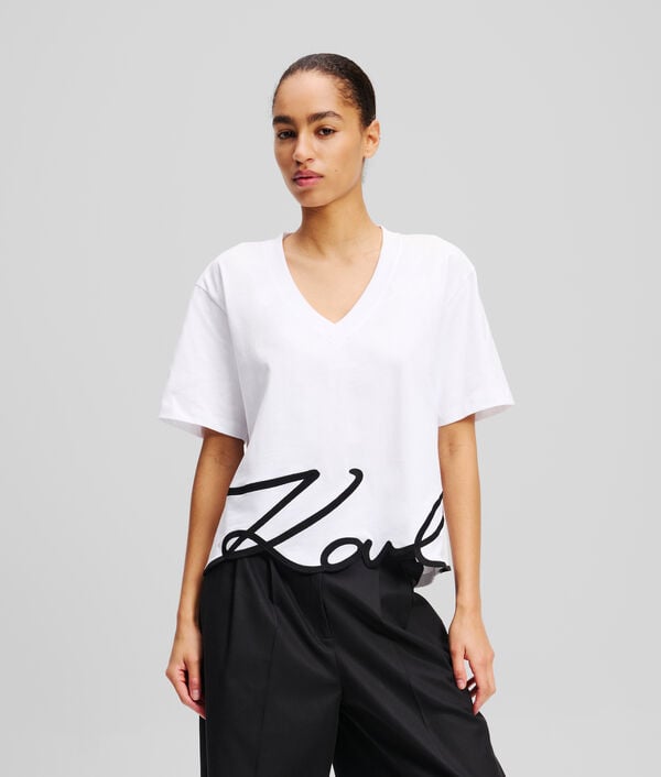 karl lagerfeld T-SHIRT COL EN V KARL SIGNATURE