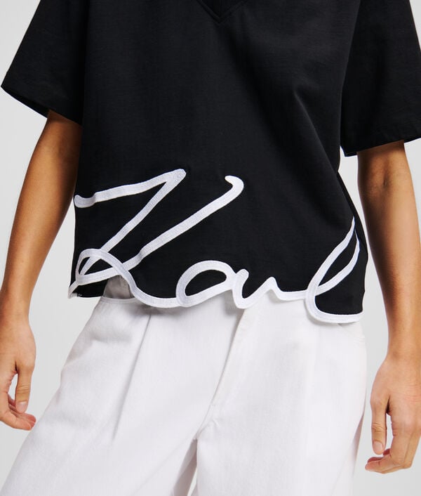 Karl Lagerfeld T-SHIRT COL EN V KARL SIGNATURE